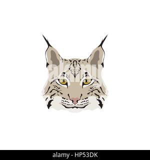 Leiter der Luchs isoliert auf weißem Hintergrund. Maskottchen-Logo. Vektor-Illustration. Stock Vektor