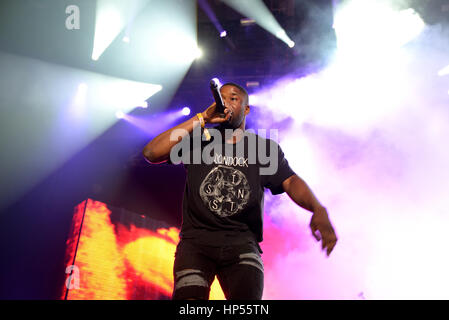 BARCELONA - 19 JUN: ASAP Rocky (Rapper aus Harlem und Mitglied der Hip hop kollektive ASAP-Mob) im Konzert am Sonar Festival am 19. Juni 2015 in Bar Stockfoto