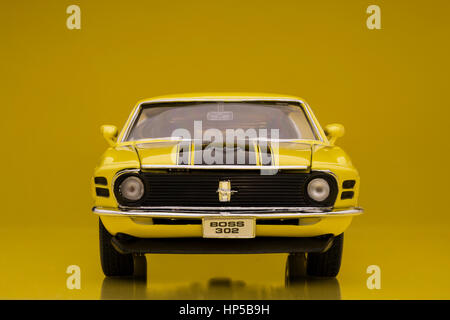 1970 Ford Mustang Boss 302 Welly Druckguss Modellauto. Stockfoto