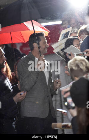 Berlin, Deutschland. 14. Februar 2017. Hugh Jackman kommt für die "Logan" Fototermin bei der 67. Berlin International Film Festival/Berlinale 2017 im 14. Februar 2017 in Berlin, Deutschland. | Nutzung weltweit Credit: Dpa/Alamy Live-Nachrichten Stockfoto