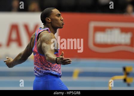 Birmingham, Vereinigtes Königreich. 18. Februar 2017. Erik Kynard (USA) Herren Hochsprung. Muller indoor-grand-Prix. Barclaycard Arena. Birmingham. England, UK. 18. Februar 2017. Bildnachweis: Sport In Bilder/Alamy Live-Nachrichten Stockfoto