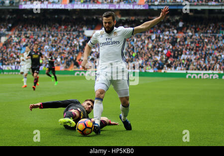 Madrid, Spanien. 18. Februar 2017. Nacho. La Liga Santander-match zwischen Real Madrid und Espanyol Barcelona. Santiago-Bernabéu-Stadion, Madrid, Spanien. 18. Februar 2017. Bildnachweis: VWPics/Alamy Live-Nachrichten Stockfoto