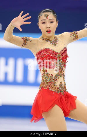 Gangneung Eishalle, Gangneung, Südkorea. 18. Februar 2017. Wakaba Higuchi (JPN), 18. Februar 2017 - Eiskunstlauf: ISU vier Kontinenten Eiskunstlauf WM 2017 Frauen Kür in Gangneung Eishalle, Gangneung, Südkorea. Bildnachweis: YUTAKA/AFLO SPORT/Alamy Live-Nachrichten Stockfoto