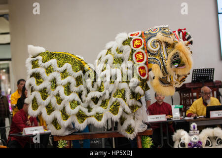 Birmingham, Vereinigtes Königreich. 19. Februar 2017. Fünf britische Lion Dance-Mannschaften, die zu der ersten Resorts World Birmingham Löwentanz champions 2017 Credit: Steven Reh/Alamy Live News Stockfoto