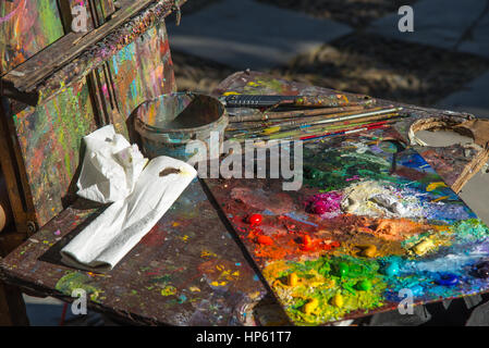 bunten Palette des Malers Stockfoto