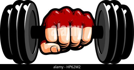 Schwere Hantel in der Hand, cartoon. Fitness, Bodybuilding, Gewichtheben Symbol. Sport-Vektor-illustration Stock Vektor