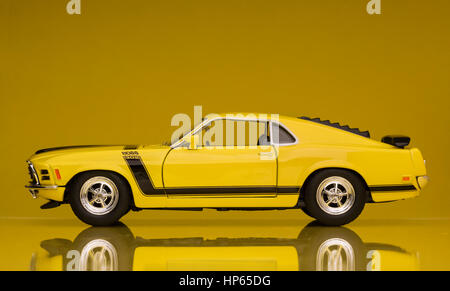 1970 Ford Mustang Boss 302 Welly Druckguss Modellauto. Stockfoto