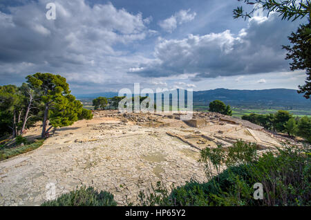 Alte Ruinen von Phaistos Stadt, Kreta. Hier wurde die berühmte Phaistos gefunden eine Festplatte von gebranntem Ton auf beiden Seiten abgedeckt Stockfoto