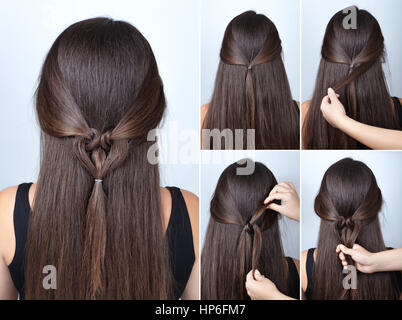 Einfache Verdrehte Frisur Mit Haargummi Tutorial Frisur Tutorial Fur Langes Haar Frisur Tutorial Haar Modell Stockfotografie Alamy