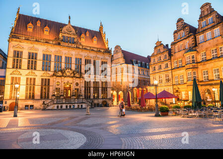 Blick auf den alten Markt in Bremen, Deutschland Stockfoto