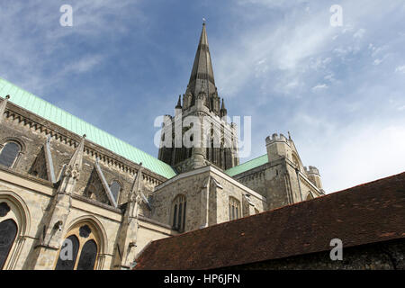 Allgemeine Ansichten der Kathedrale von Chichester, West Sussex, UK. Stockfoto