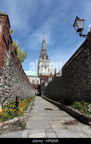 Allgemeine Ansichten der Kathedrale von Chichester, West Sussex, UK. Stockfoto