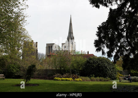 Allgemeine Ansichten der Kathedrale von Chichester, West Sussex, UK. Stockfoto