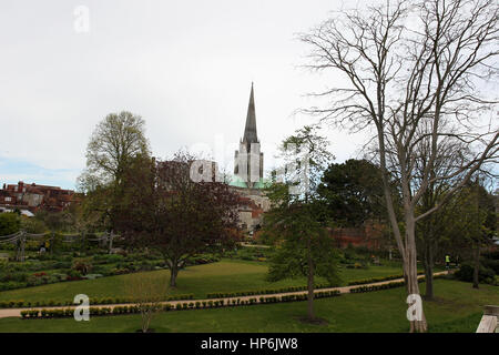 Allgemeine Ansichten der Kathedrale von Chichester, West Sussex, UK. Stockfoto