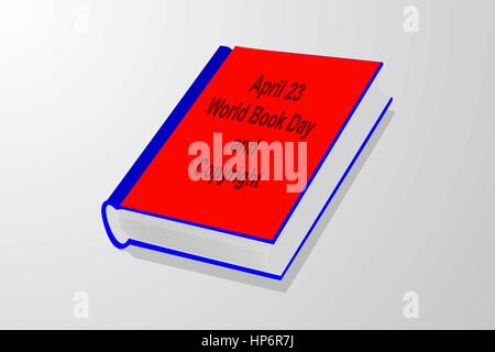 23. April - Welttag des Buches und Urheberrecht, Buch-Vektor-Illustration, Stock Vektor