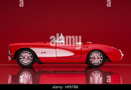 57 Chevrolet Corvette-Druckguss Modellauto. Stockfoto
