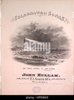 Noten-Cover-Bild des Liedes "Feierte Songs The Storm", mit ursprünglichen Autorschaft Noten lesen "John Hullah", USA, 1873. Der Verlag als "F.a. Norden und Co., 1308 Chestnut St" aufgeführt ist, die Form der Komposition ist "Schnitt", die Instrumentierung ist "Klavier und Stimme", die erste Linie liest "der Sturm wütet wild und hoch, die Wellen heben Sie ihre Stimme und Ihr Schrei" und der Abbildung Künstler als 'None' aufgeführt ist. Stockfoto