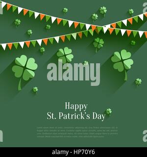 Glücklich St. Patricks Day - Grußkarte in flachen Stil, moderne Design-element Stock Vektor