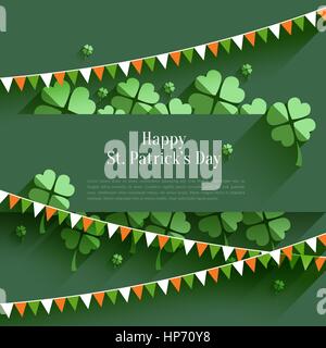 Glücklich St. Patricks Day - Grußkarte in flachen Stil, moderne Design-element Stock Vektor