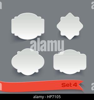 Vektor-Set leeren weißen Papieretiketten Retro. Kollektion Vintage-Design Elements Stock Vektor