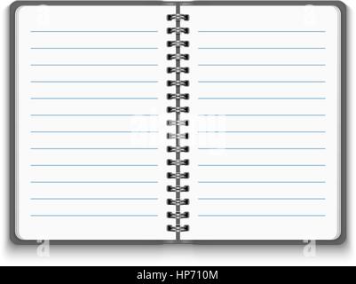 Vektor realistische leere offene Notebook Isolated on White Background. Spirale Notepad, Mock Up Stock Vektor