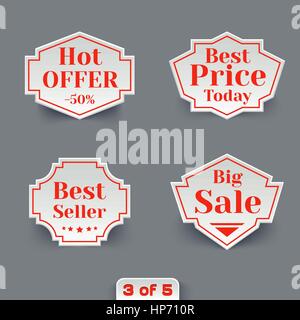 Vektor-Set Verkauf Retro-Etiketten. Vintage-Papier-Banner-Sammlung Stock Vektor