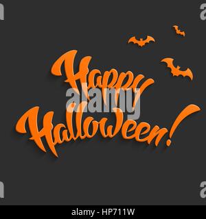 Happy Halloween Vector Hintergrund mit Hand Schriftzug 3D-Text Stock Vektor