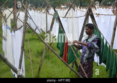 Kochi, Indien - öffnen 1. November 2015 - Luft Waschsalon Dhobi Ghat in Kochi, Süd-Indien Stockfoto