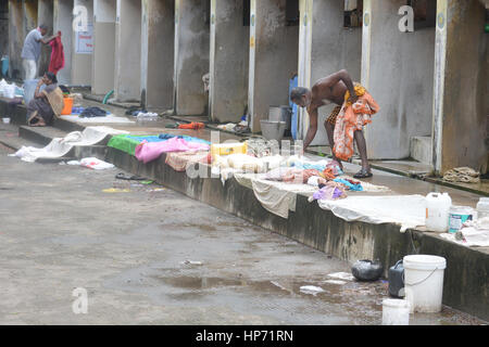 Kochi, Indien - öffnen 1. November 2015 - Luft Waschsalon Dhobi Ghat in Kochi, Süd-Indien Stockfoto