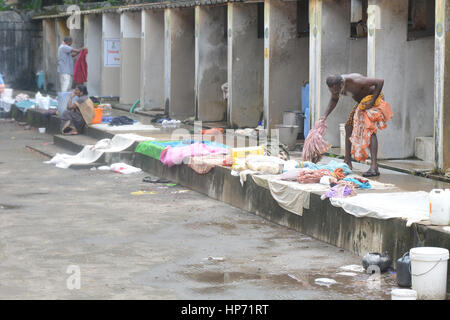 Kochi, Indien - öffnen 1. November 2015 - Luft Waschsalon Dhobi Ghat in Kochi, Süd-Indien Stockfoto