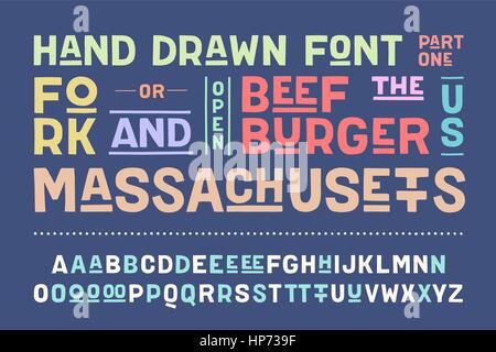 Handgezeichnete Alphabet und Schrift. Teil eins Stock Vektor