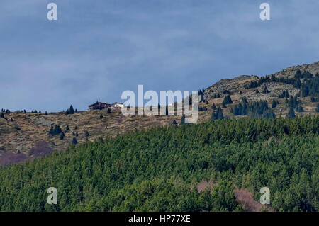 Panorama der Lichtung und späten Herbst Wald im Vitosha Berg, Bulgarien Stockfoto