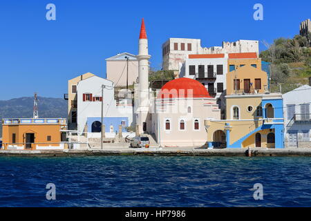 East Side Haupthafen auf Kavos Landzunge-klassizistischen Häuser auf Nikolaos Savva quadratisch mit der 1753 AD. Osman AGA Osmanische Moschee gebaut-heute ein Museum. Ka Stockfoto