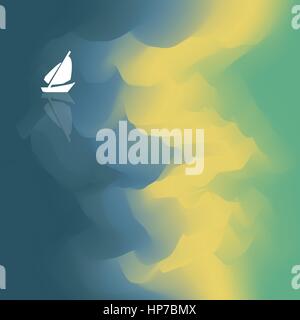 Bunte abstrakte Hintergrund Wellen mit Boot - Vektor-Illustration Stock Vektor