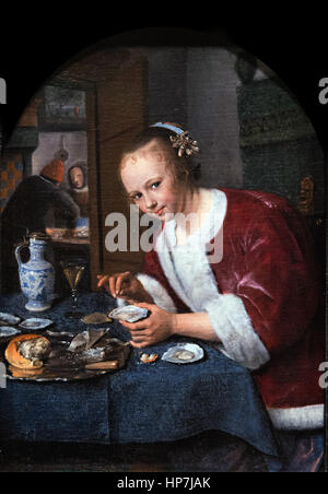 Jan Steen Mädchen essen Austern 1658 - Mauritshuis Museum den Haag Stockfoto