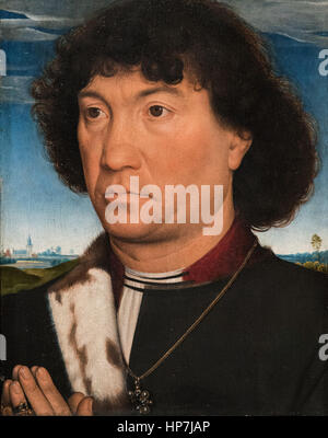 Hans Memling Porträt eines Mannes aus der Lespinette Familie 1485 - Museum Mauritshuis den Haag Stockfoto