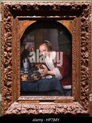 Jan Steen Mädchen essen Austern 1658 - Mauritshuis Museum den Haag Stockfoto