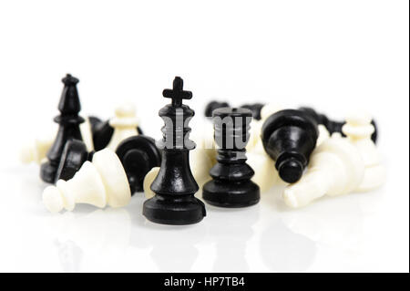 Closeup alte Mini-Schach auf weißem Hintergrund Stockfoto