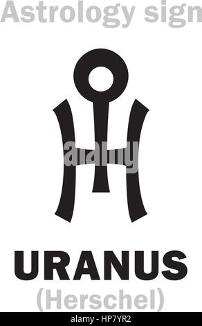 Astrologie-Alphabet: URANUS (Herschel), höhere globale Planet. Hieroglyphen Charakter Zeichen (einzelnes Symbol). Stock Vektor