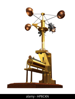 Antike Anemometer auf weißem Hintergrund. 3D Illustration. Stockfoto