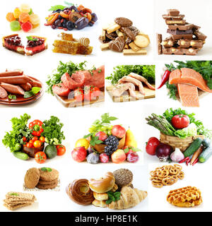 Collage, Set Ernährungspyramide gesunde Ernährung Ernährung Stockfoto