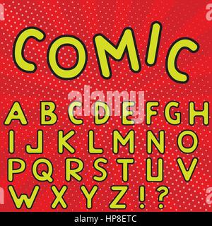 Gelben Comic-alphabet Stock Vektor