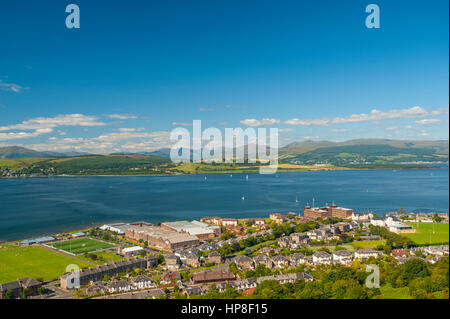 Der Blick von Lyle Hügel über Greenock, Schottland. Stockfoto