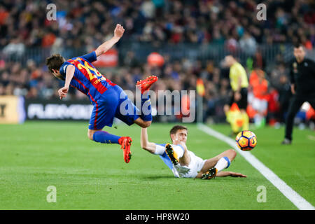 Barcelona, Spanien. 19. Februar 2017. 19. Februar 2017: Alexander Szymanowski und Sergi Roberto während der Partie zwischen FC Barcelona Vs Leganes, für den 21. Spieltag der Liga Santander, spielten im Stadion Camp Nou, Barcelona, Spanien, Spanien. : Bildnachweis CronosFoto/Urbanandsport: Cronos Foto/Alamy Live-Nachrichten Stockfoto