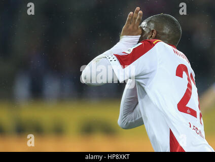 Köln, Deutschland, 19. Februar 2017, Bundesliga-Spieltag 21, 1. FC Köln - FC Schalke 04: Jubel Anthony Modeste (Köln).                        © Jürgen Schwarz/Alamy Live-Nachrichten Stockfoto