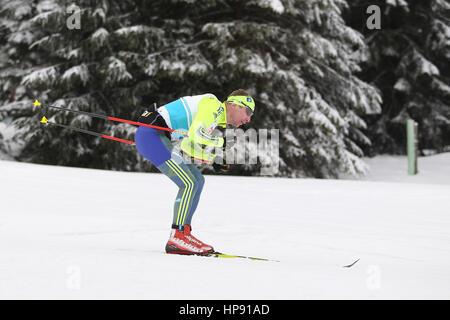 Jizerka, Tschechische Republik. 19. Februar 2017. Tschechische Lukas Bauer in Aktion während der 50. Jizerská Padesatka 50 km internationalen Ski Classics Langlaufrennen in Bedrichov, Tschechische Republik, 19. Februar 2017. Bildnachweis: Vit Cerny/CTK Foto/Alamy Live-Nachrichten Stockfoto