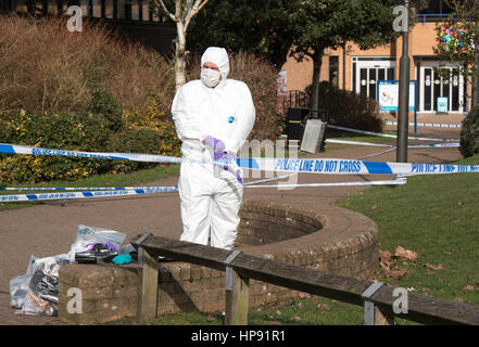 Brentwood, Essex 20. Februar 2017 Polizei und forensische Untersuchungen weiter an der Brentwood Centre folgendes behauptet "Gangland" schießen. Bildnachweis: Ian Davidson/Alamy Live-Nachrichten Stockfoto