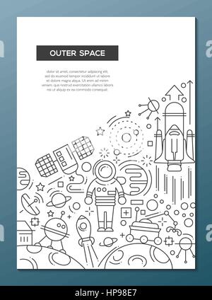 Weltraum - Linie Entwurfsvorlage Broschüre Plakat-A4 Stock Vektor