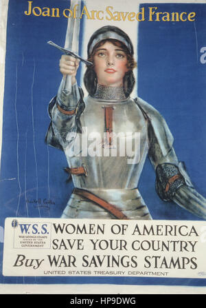 Jeanne d ' Arc gerettet Frankreich, Frauen von Amerika, außer Ihrem Land kaufen Krieg Einsparungen Briefmarken, Haskell Coffin, 1918 Stockfoto