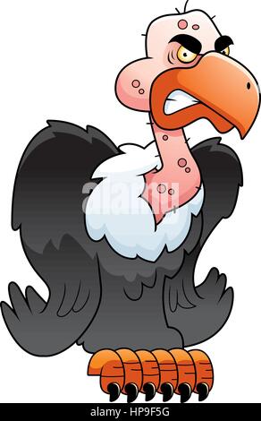 Ein Cartoon-Geier thront mit einem wütenden Ausdruck. Stock Vektor
